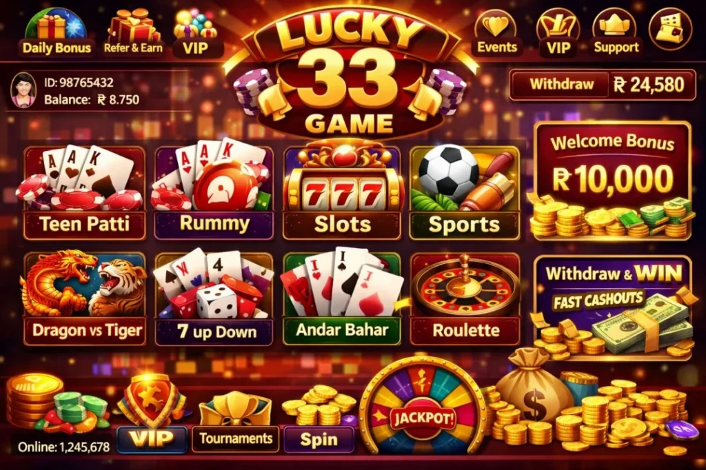 Lucky 33 Game Interface